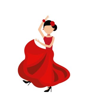 woman dancing flamenco classic icon of Spanish culture vector illustration design