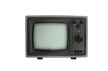 old analog TV set isolated on white background