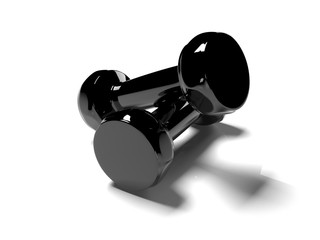 Two dumbbells on a white background 3d render