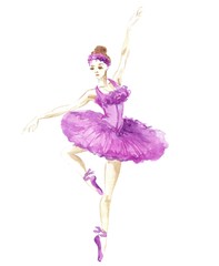 watercolor girl ballerina - 122846332