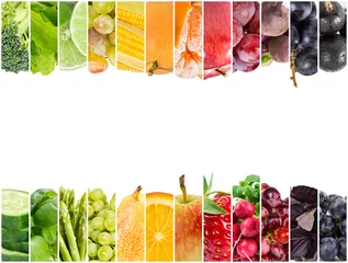 Fototapeten Collage aus frischem Obst und Gemüse © Nataliia Pyzhova