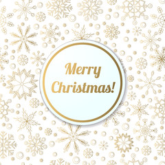 Merry Christmas card on snowflakes