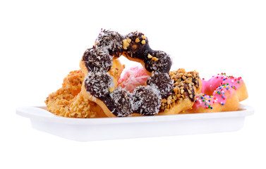doughnut in white plate on a white background