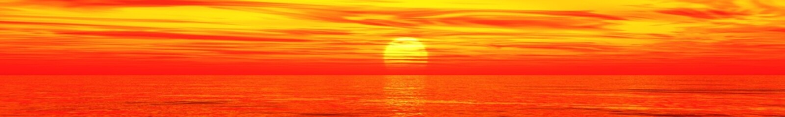 panorama of sea sunset. light over the ocean. sunrise at sea.