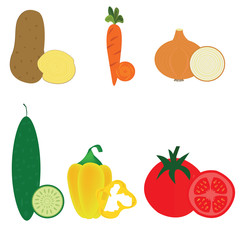 Vegetables vector icon set