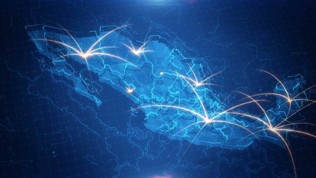 Map of the Mexico with the animated background.