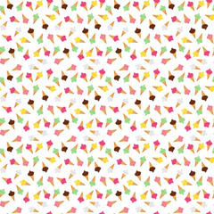 Cute bright seamless pattern with different ice-cream on the white (transparent) background. Vector illustration eps