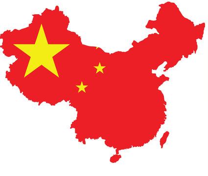 China Flag Map Vector Sketch Up, EPS 10.