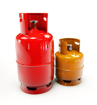 Propane gas cylinder on a white background