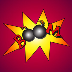 Boom! Vector Retro Comic Speech Bubble, Cartoon Comics Template. Mock-up of Comic Book Design Elements. Wording sound Effects, Colored Halftone Background illustration