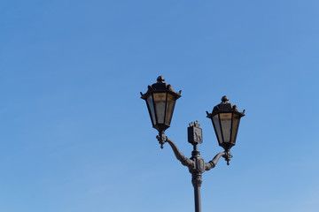 Fototapeta na wymiar City lamp on the promenade of the river Volga.