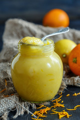 Lemon custard close up.