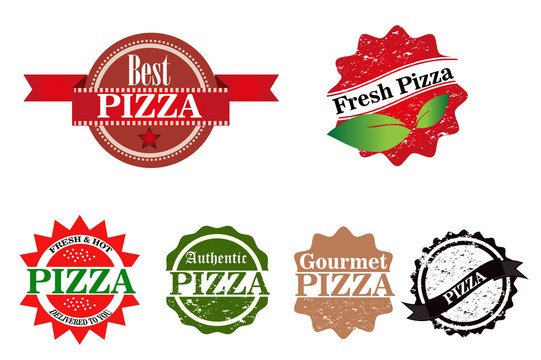 Pizza vector stamp set