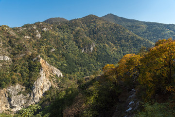 Autumn Landscape to  Rhodopes mountain from Asen's Fortress,  Plovdiv Region, Bulgaria