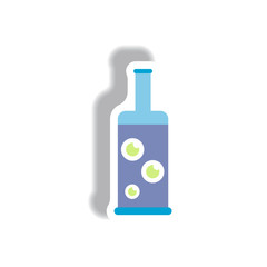 Vector illustration paper sticker Halloween icon bottle with potion