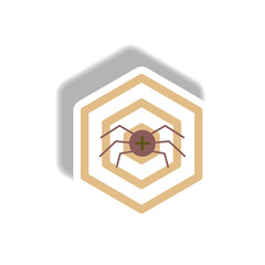 Vector illustration paper sticker Halloween icon spider for party decoration