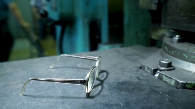 A white glasses used in the factory by the workers on the powerplant factory.