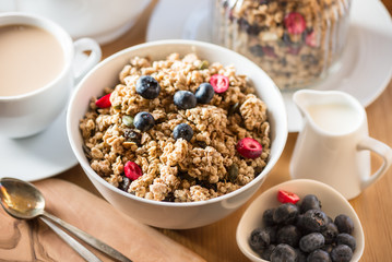 Granola made from Oat Porridge, Nuts, Seeds, Berries