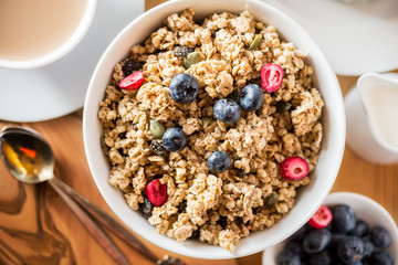 Granola made from Oat Porridge, Nuts, Seeds, Berries