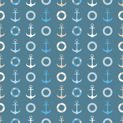 Seamless vector pattern with anchors. Print. Repeating background. Cloth design, wallpaper.