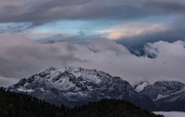 Fototapeta na wymiar Greater Caucasus Mountain Range in twilight. Caucasus mountains.