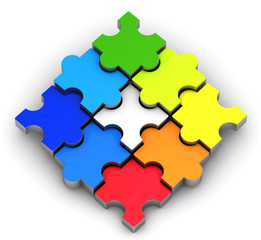 3d colorful puzzle on a white background