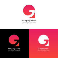 Letter G logo icon flat and vector design template. Trend red-pink gradient color on white and black background. Symbol G in vector elements..