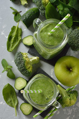 Green smoothie with broccoli and spinach