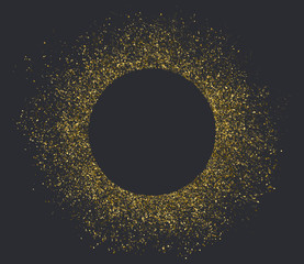 Vector golden texture effect. Golden dust circle with space for text.