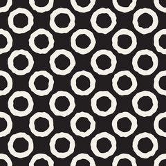 Vector Seamless Black And White Jumble Circles Pattern