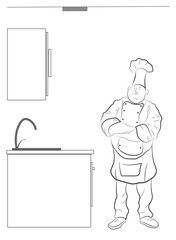 chef in the kitchen. vector illustration.