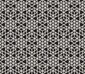 Vector Seamless Black And White Triangle Grid Geometric Pattern