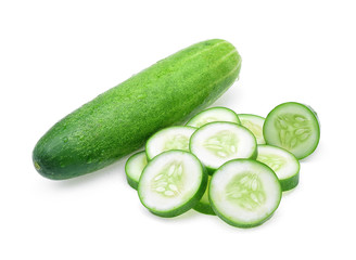 Wet cucumber isolated on white background.