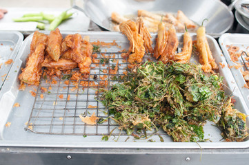 Street Food. Street food in Burmese (Myanmar). Fried Vegetable.
