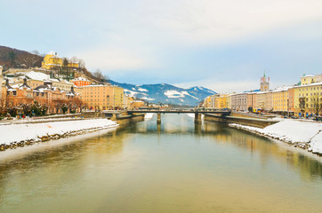 Fototapeta na wymiar Salzburg Austria snow winter