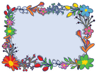 Multicolored Flowers Frame Design