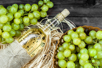 White wine bottle from green grape