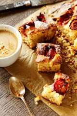 Coconut and plum cake