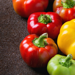 Variety of colorful paprika peppers