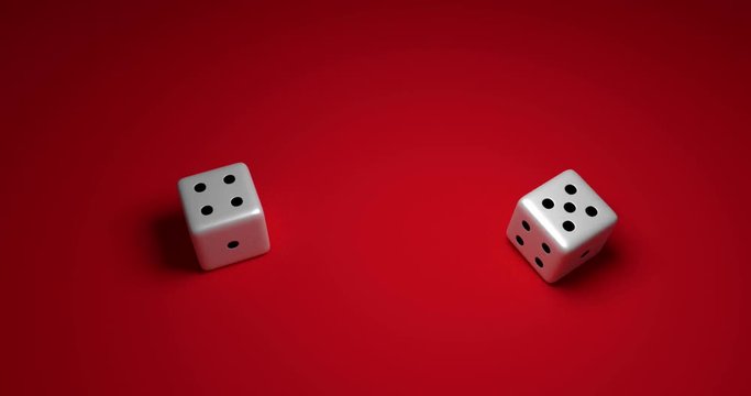 Dice on Red Background 3D Rendered Animation Showing 54