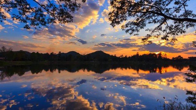 Beautiful Sunset And Reflection 4K Time Lapse (tilt up)