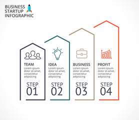 Vector linear arrows infographic, diagram chart, graph presentation. Business concept with 4 options, parts, steps, processes.