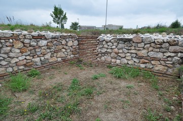 Ruins of Octagonal Palace from Roman period in the area of Niš Fortress