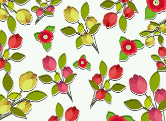 Flowers Twigs Background