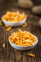 Some fried Potato Sticks (close-up shot)
