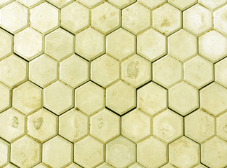 Yellow pedastrian walkway close-up.