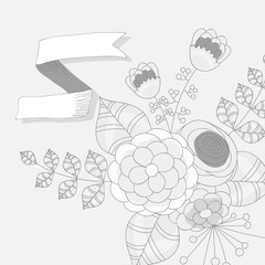 Doodle Flowers Vector Drawing Background