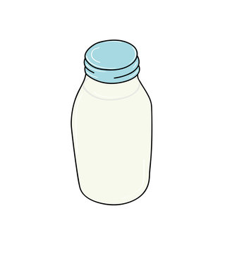 milk in a glass bottle. vector illustration.