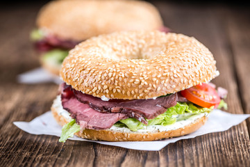 Roast Beef Bagel (selective focus)
