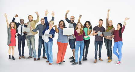 Fototapeta premium Diverse Group of People Community Togetherness Technology Concep